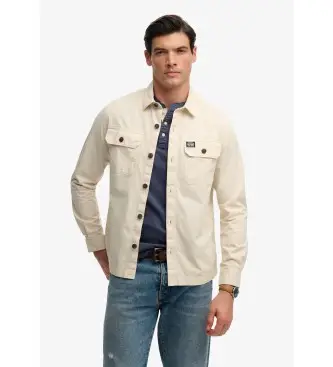 per uomo M4011127A Camicia beige a due tasche (XXL), Casual, Cotone, Manica lunga