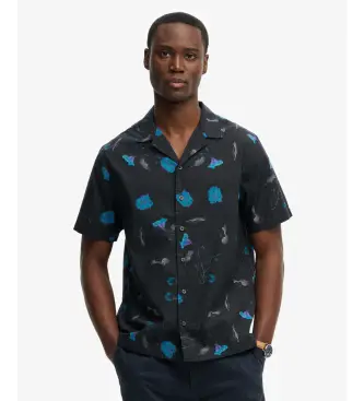 per uomo M4011137A Camicia blu navy con stampa Cabana (L), Casual, Cotone, Manica corta