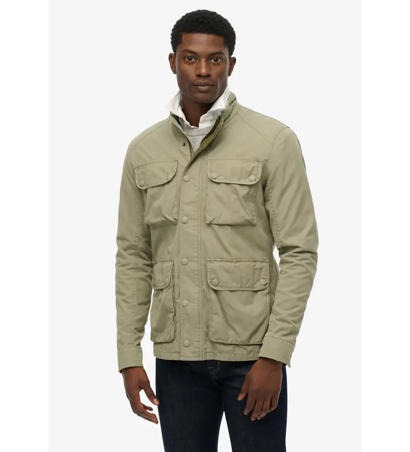 Superdry per uomo M5012233A Giacca State 4 Pocket Beige, Casual, Cotone