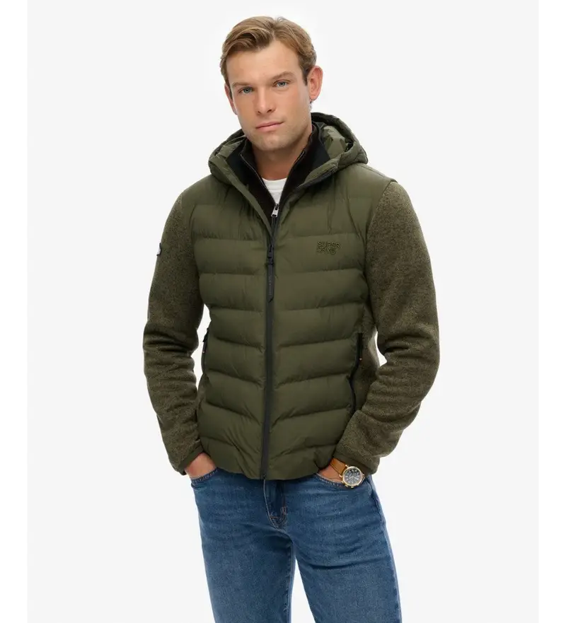 Superdry per uomo. M5012293A Giacca ibrida Green Storm, Casual, Verde, Polister riciclato, Sostenibile