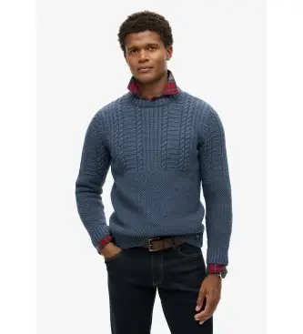 per uomo M6110638A Maglione lavorato a trecce Jacob blu (S), Casual, Acrilico, Sostenibile