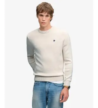 per uomo M6110717A Maglione Preppy in cotone bianco sporco (M), Casual, Manica lunga