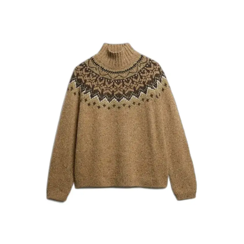 Superdry Pull a collo alto in jacquard donna Marron