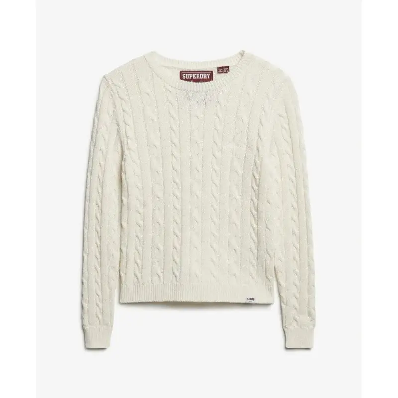 Superdry Pullover a torsioni fini essentials col tondo donna Beige