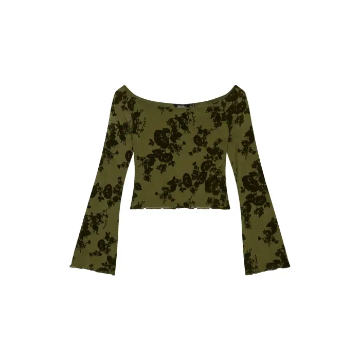T-shirt maniche lunghe in maglia felpata donna Superdry Vert