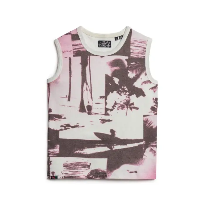 Superdry Top con logo e stampa fotografica donna Beige
