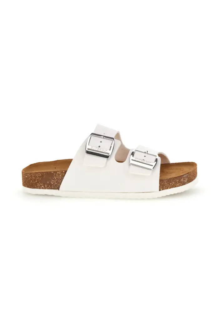 SUPERGA Ciabatte bianche con doppia fascia regolabile Made in Italy in vera pelle S31C731 [BIANCO]