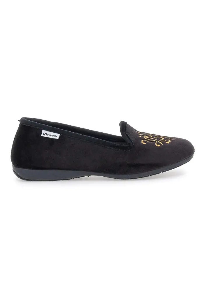 Pantofole Cibatte nere con ricamo dorato Superga S10U272 [NERO]