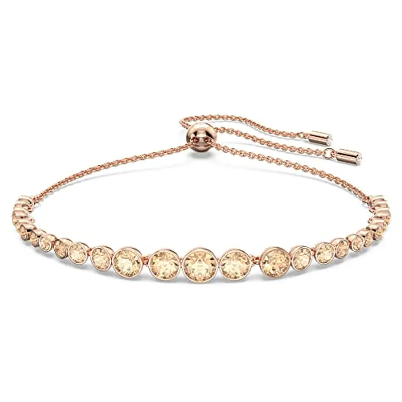 Swarovski Emily Bracciale Morbido, con Cristalli, Chiusura Scorrevole, Placcato in Tonalità Oro Rosa, Rosa
