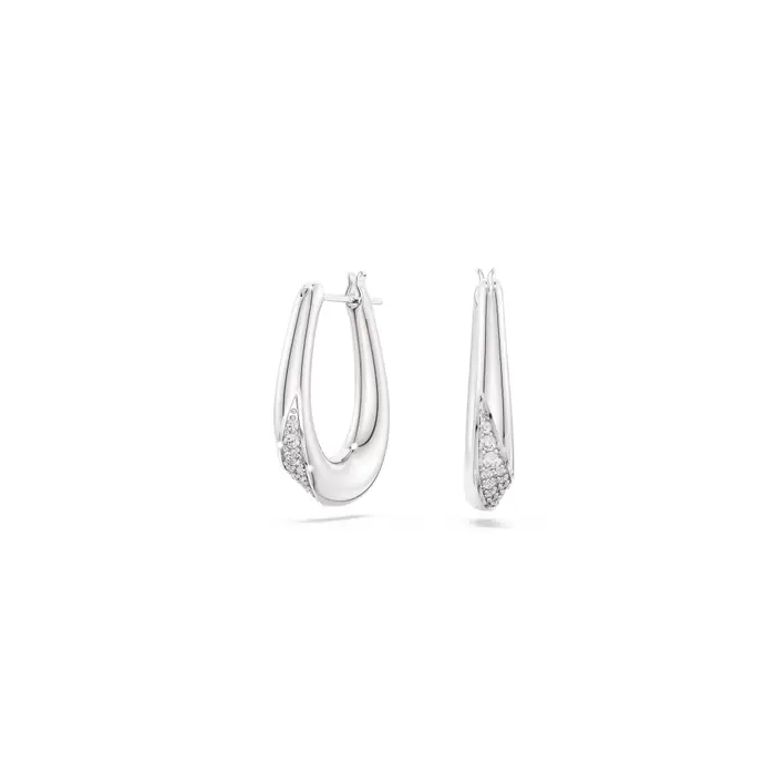 SWAROVSKI Orecchini A Cerchio Classica Taglio Round, Piccoli, Bianchi, Argento Sterling
