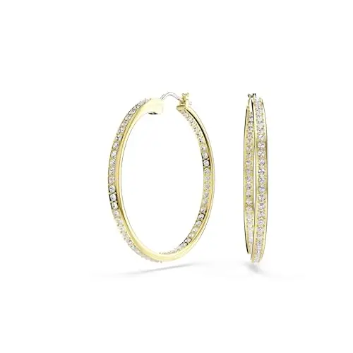 Swarovski Orecchini a cerchio Sommerset, Bianchi, Placcato color oro