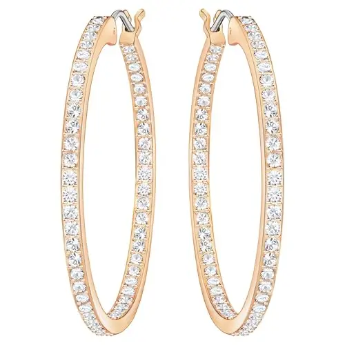 Swarovski Orecchini a cerchio Sommerset, Bianchi, Placcato color oro rosa