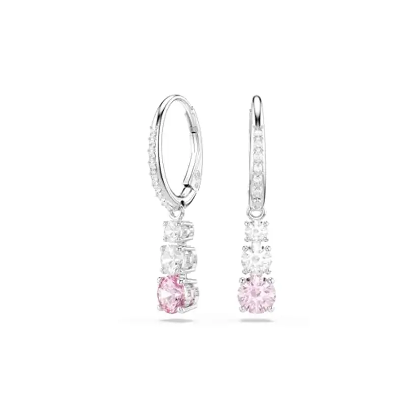 Swarovski Orecchini pendenti Stilla Attract, Taglio Round, Rosa, Placcato rodio