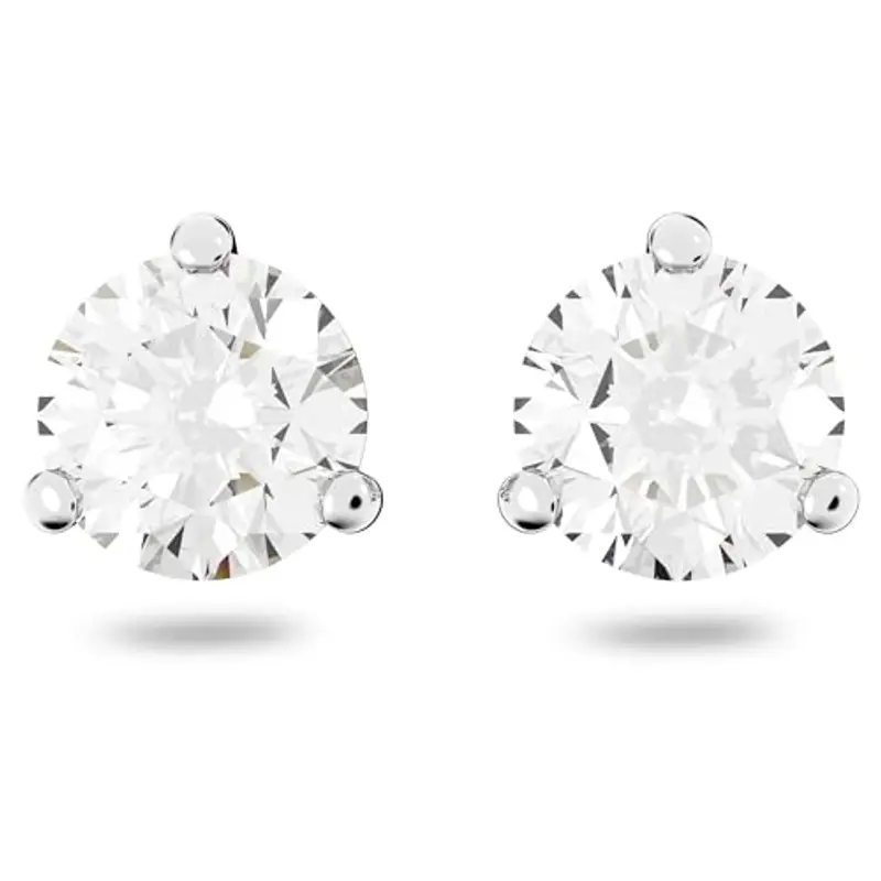 Swarovski Orecchini Solitaire, bianco, Placcatura rodio