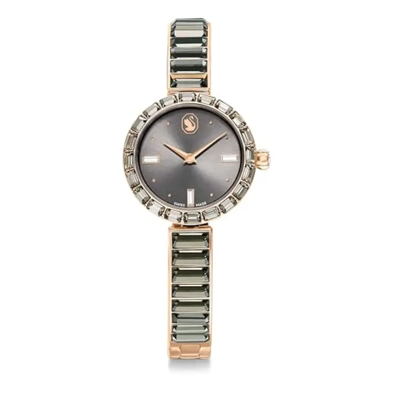 Swarovski Orologio Matrix Bangle, Fabbricato in Svizzera, Bracciale in cristallo, Grigio, Finitura in tono oro rosa