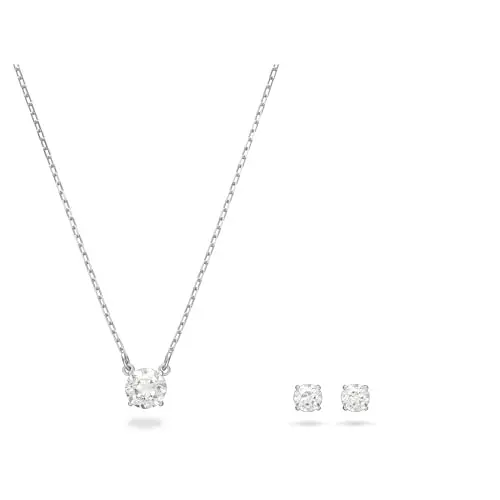 Swarovski Set Attract Round, bianco, Placcatura rodio