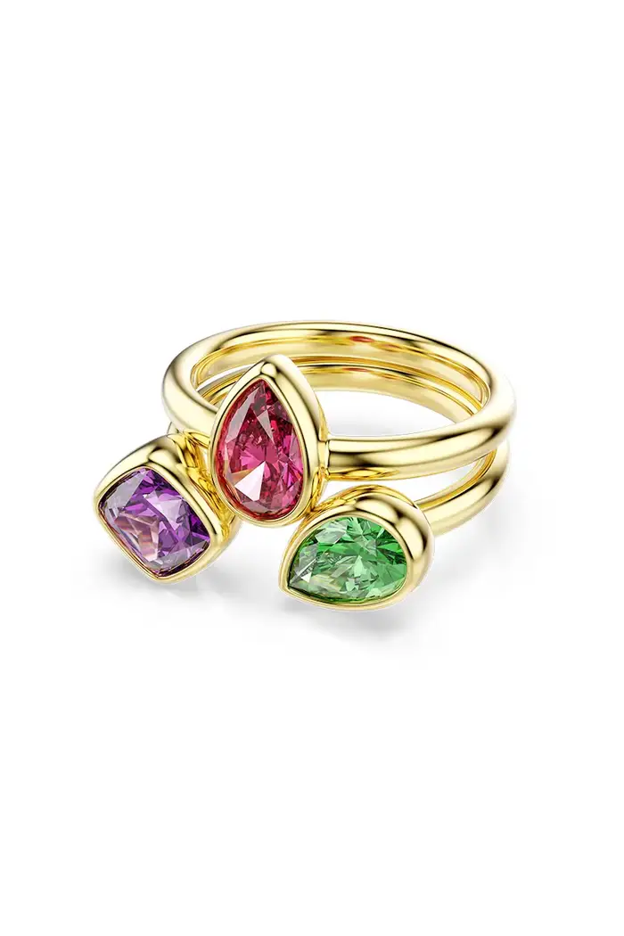 Swarovski set di anelli da donna placati oro con zirconia IMBER pacco da 2