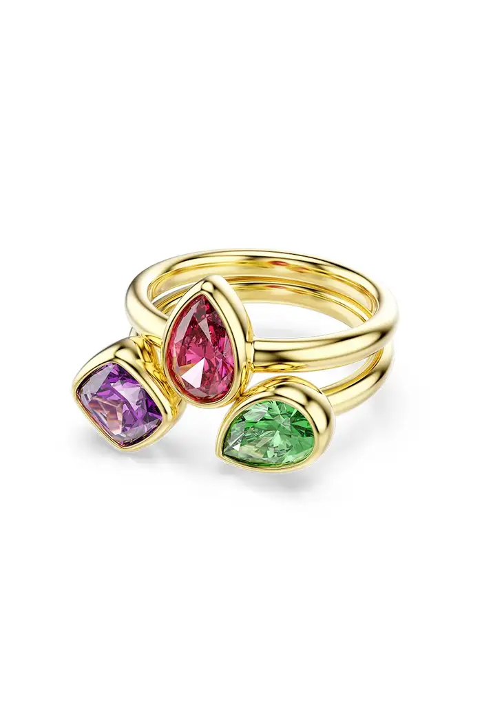 Swarovski set di anelli da donna placati oro con zirconia IMBER pacco da 2