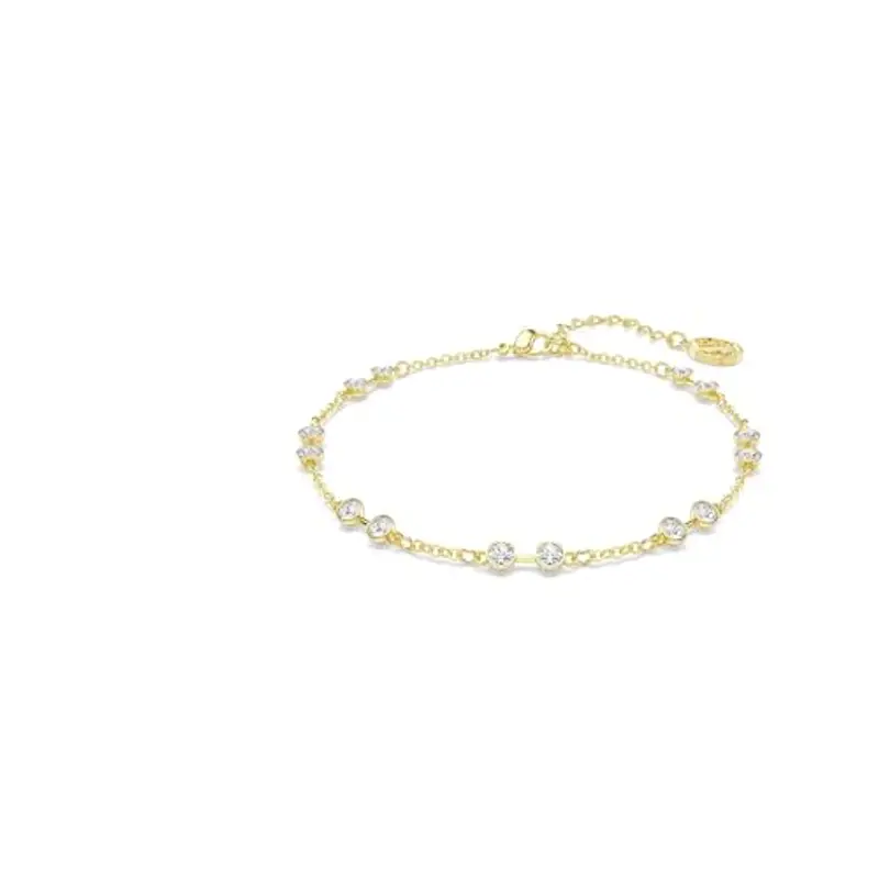 Swarovski Strand Remix Collection, Taglio Round, Bianco, Placcato color oro