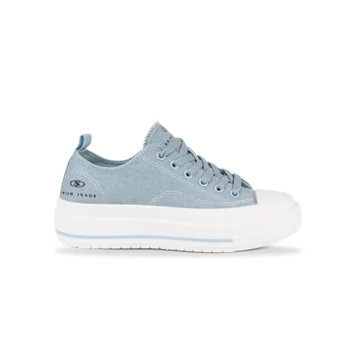 Sneakers Swish Jeans azzurre da donna in tela con suola platform