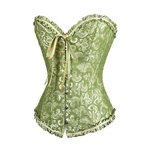 SxyBox Corsetto Donna Sexy Burlesque Overbust Corsetti Bustino per Halloween, Carnevale e Feste, Verde