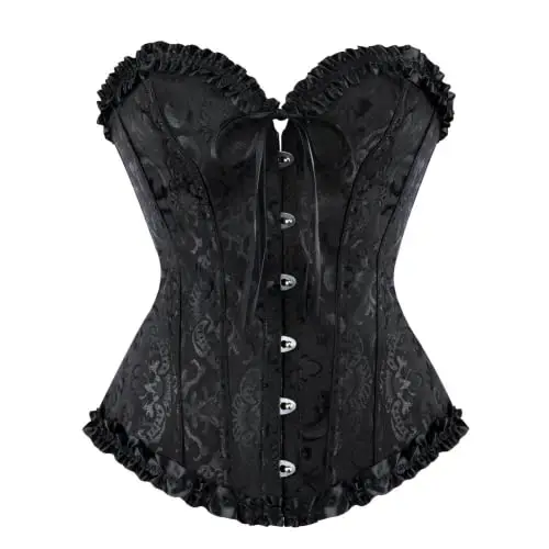 SZIVYSHI Moda Da donna Pizzo Su nuziale Tesoro Corsetto Bustino Superiore, Corset, Nero
