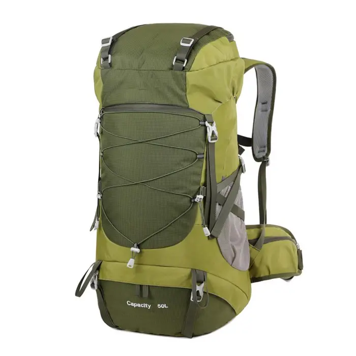 Zaino da Trekking 50L Multifunzionale Borsa da Alpinismo Zaino da Esterno per Viaggi Trekking Campeggio alta capacità 50L colore verde militare