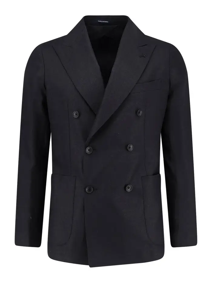 Tagliatore Blazer In Lana Vergine Seta E Lino Blu