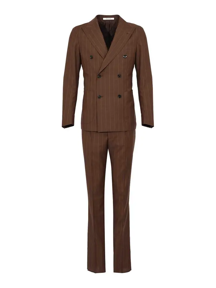 Tagliatore Vestito Gessato Vesuvio Doppiopetto Marrone