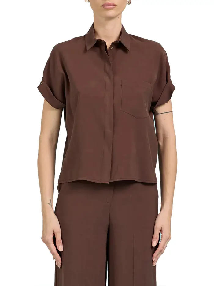 camicia casual take two da donna - marrone