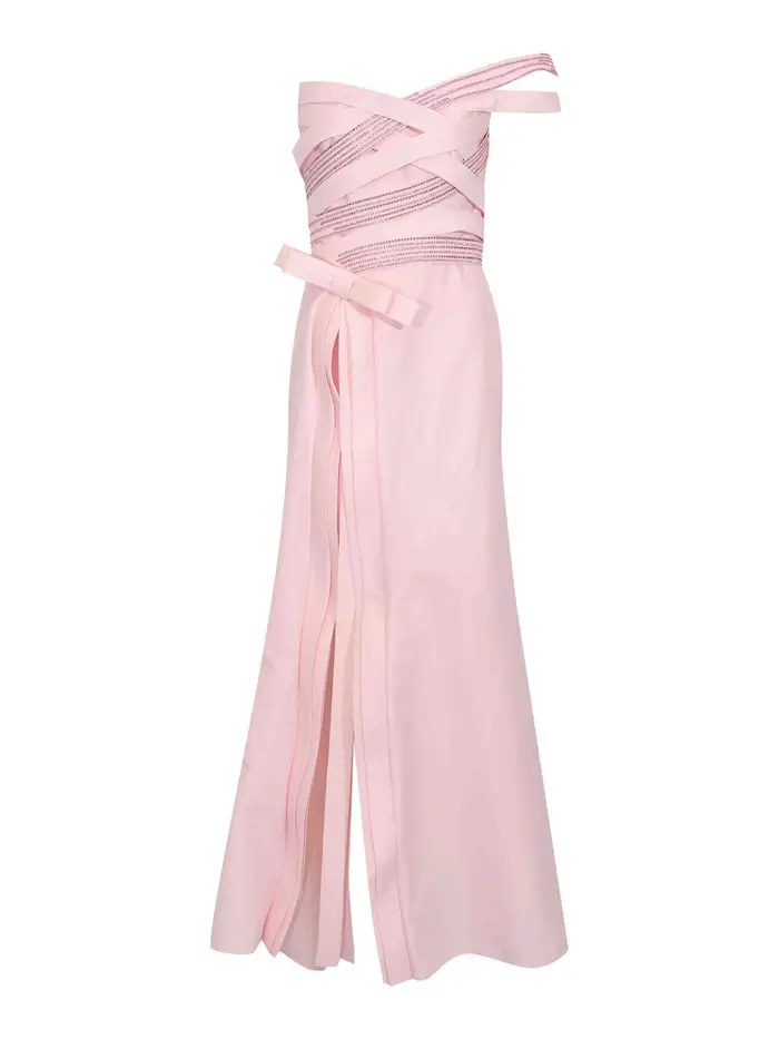 Vestito Lungo Perli Rosa