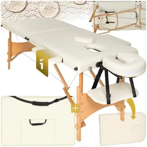 TecTake TecTake® Lettino Massaggi Portatile 2 Zone, Pieghevole, Poggiatesta Rimovibile, Rivestimento Idrorepellente, Bracciolo