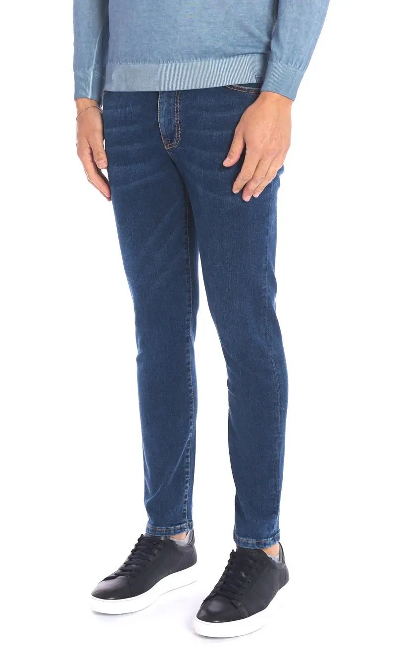 Teleria Zed Jeans platino mark leggero baffato blu, colore blu