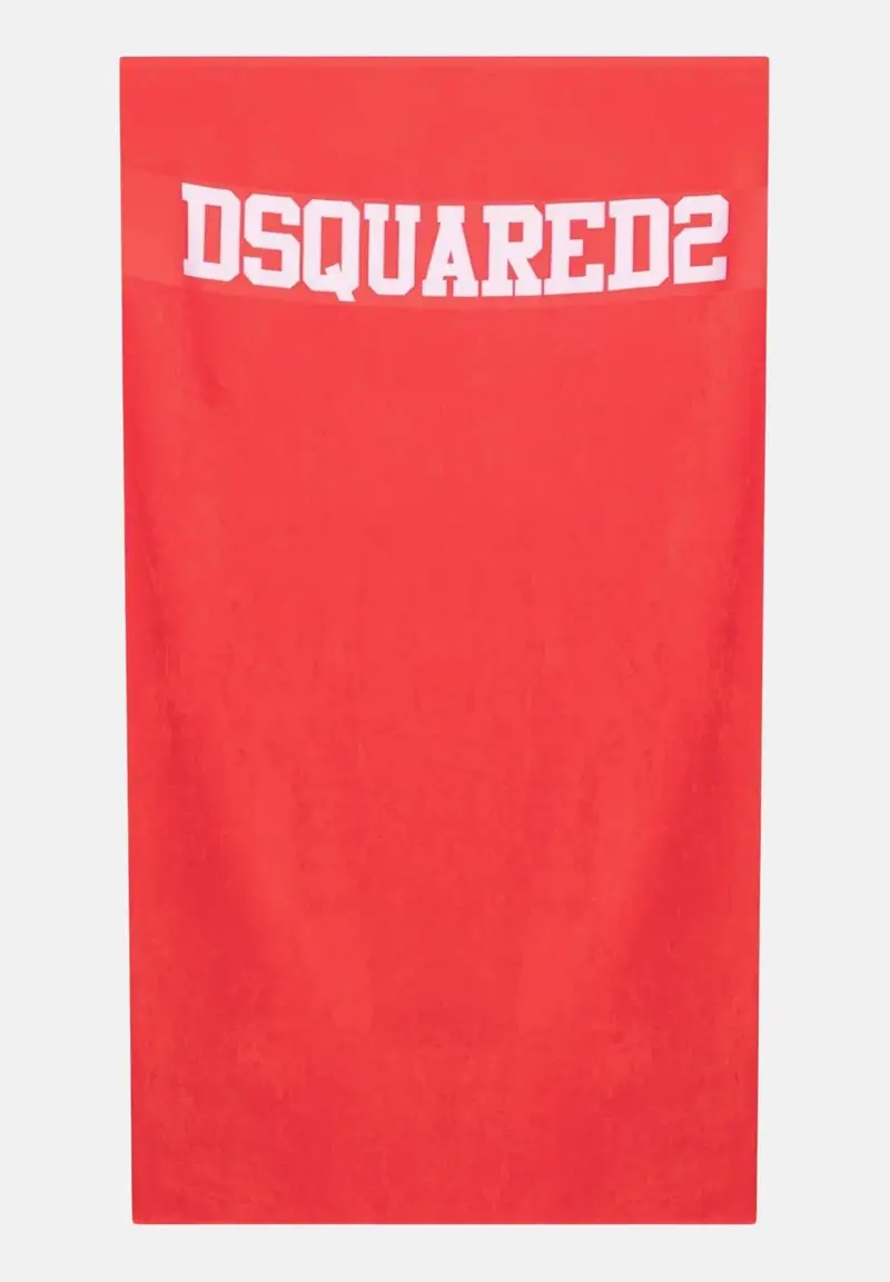 Dsquared2 Telo mare rosso per uomo e donna con logo jacquard