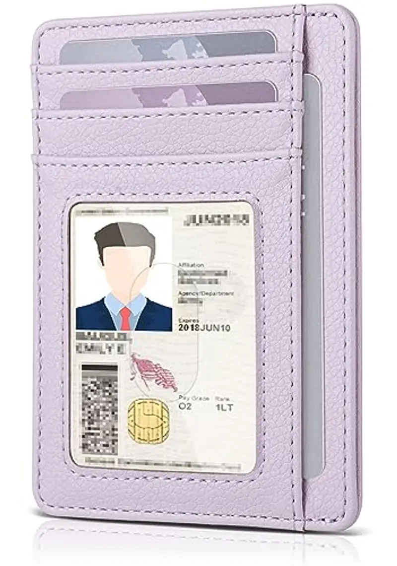 Teskyer Porta Carte Credito Donna, Portafoglio Donna Piccolo Sottile, Protezione RFID, Design Minimalista, Viola Chiaro