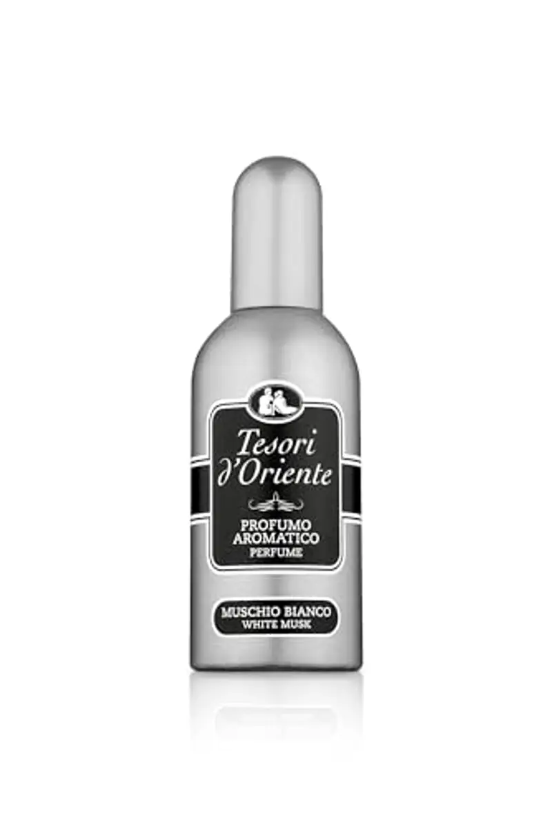 Tesori d'Oriente Profumo Aromatico Muschio Bianco, dalla Fragranza Talcata, Note di Rosa, Fava Tonka e Vaniglia, 100ml