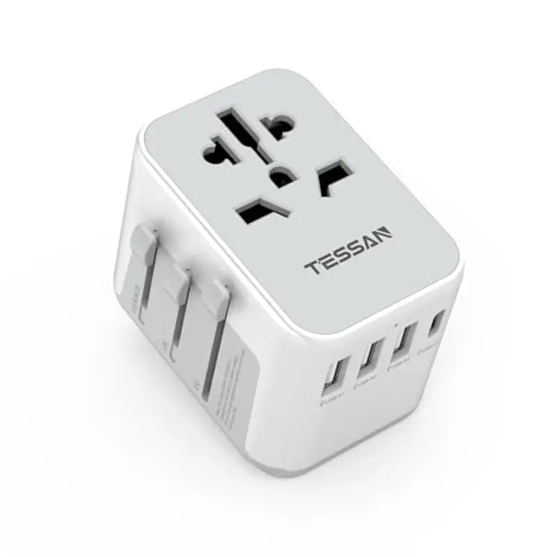 TESSAN Adattatore Universale da Viaggio, Presa Universale da Viaggio con 3 USB A e 1 USB C, Adattatore Spina Internazionale per Americana