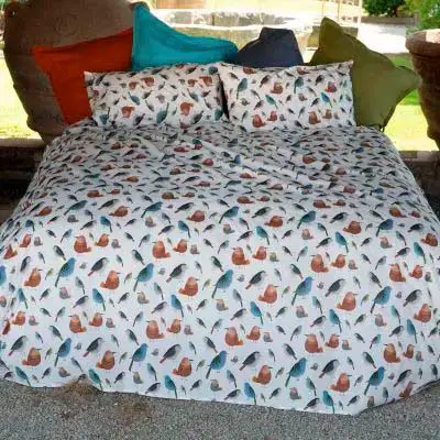 Completo lenzuola a una piazza Mindo in cotone con stampa multicolor