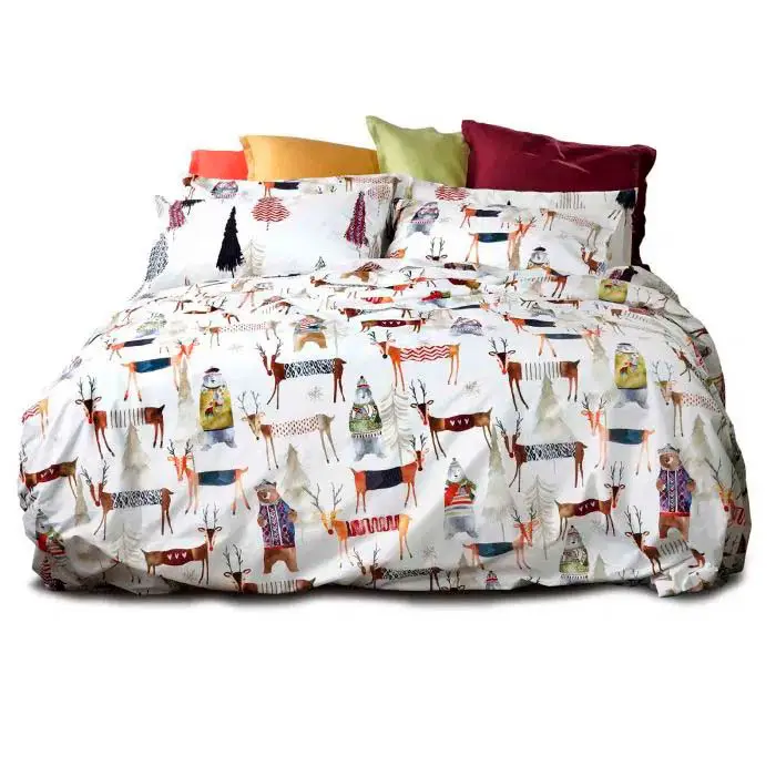 Completo lenzuola a una piazza Polar in cotone con stampa multicolor