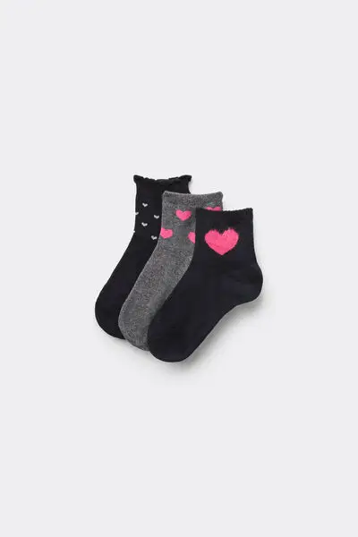 Tezenis 3 Paia Calzini Corti Cotone Fantasia Bimba Bambina Stampa