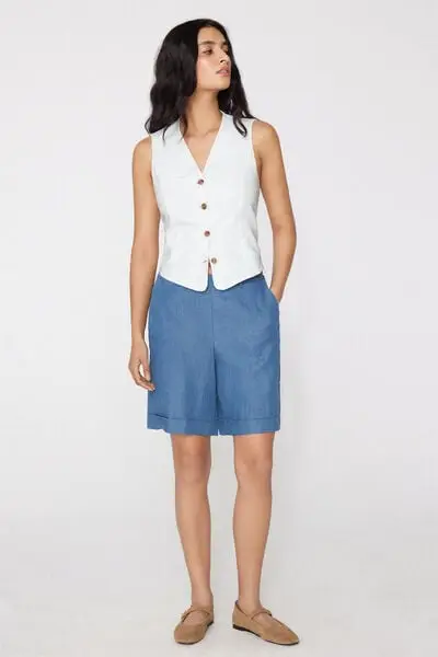 Bermuda in Tela Denim Donna Blu