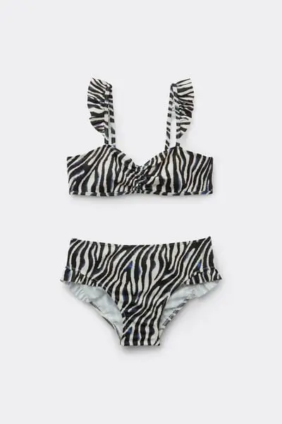 Tezenis Bikini Brassiere con Slip Bimba Safari Luxe Bambina Multicolore