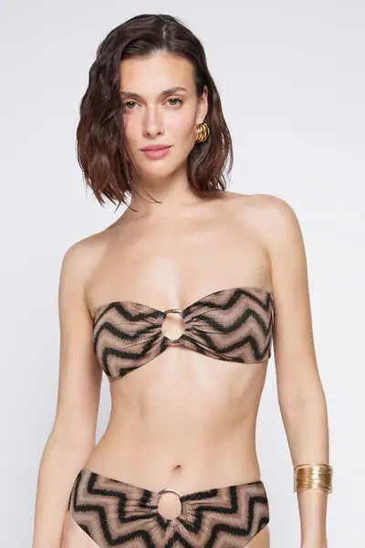 Bikini Fascia Imbottitura Estraibile Chevron Shine Donna Nero miniatura 4