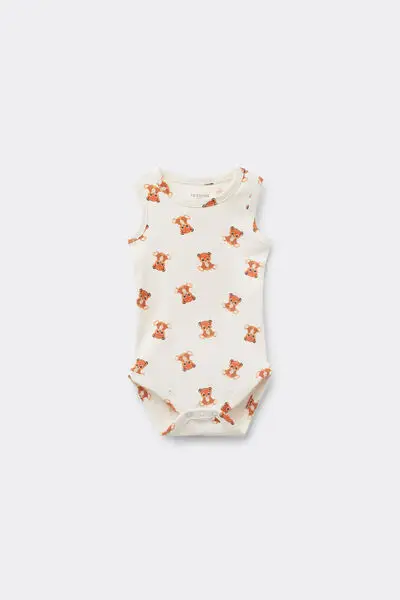 Tezenis Body Bebè Spalla Larga in 100% Cotone Stampato Avorio (74 cm)