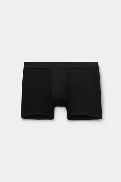 Boxer in Viscosa Elasticizzata con Elastico Logo Uomo Nero