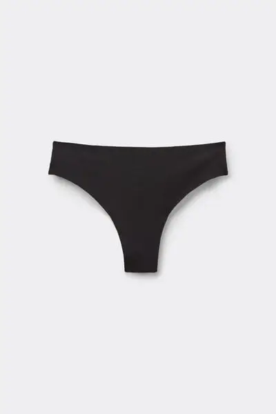 Tezenis Brasiliana Taglio Vivo Cotone Organico e Pizzo Riciclato Donna Nero