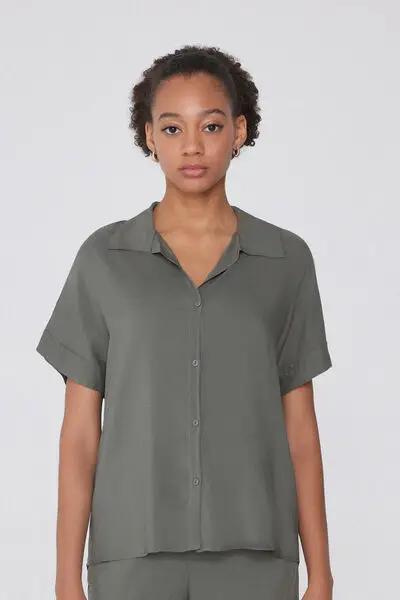 Tezenis Camicia Mezza Manica in Viscosa Donna Verde