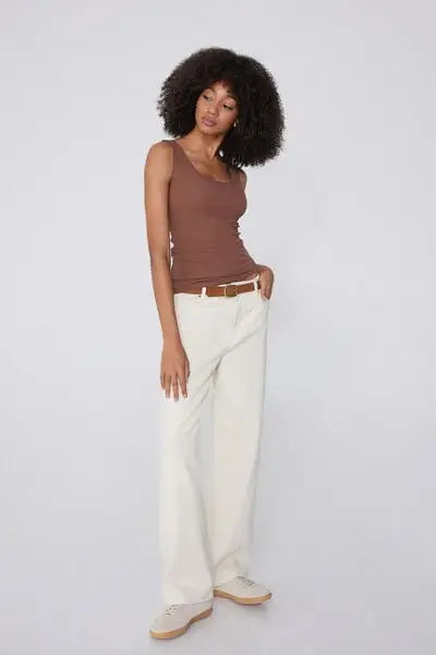 Tezenis Canotta in Cotone Organico Taglio Vivo Donna Marrone