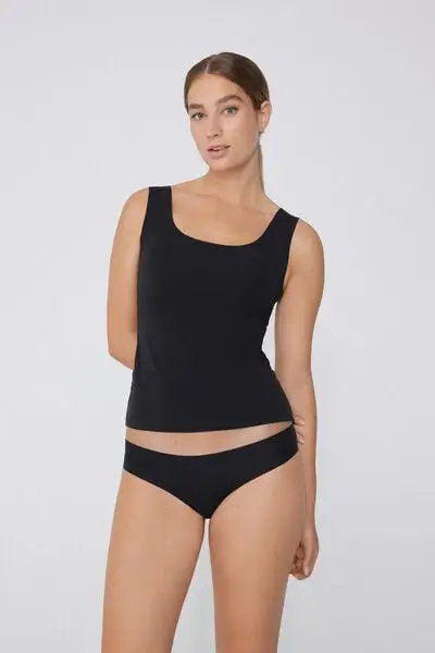 Tezenis Canotta in Cotone Organico Taglio Vivo Donna Nero
