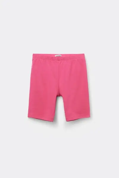 Ciclista in Cotone Tinta Unita Bimba Bambina Rosa